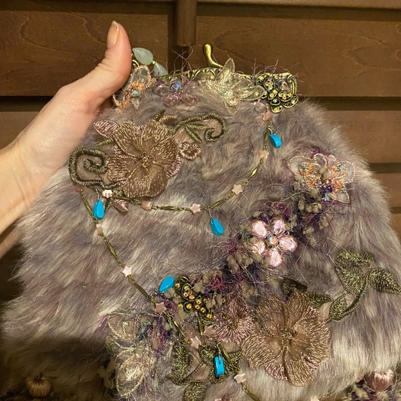 Mary Frances mauve(pink) fur and tassel bag - Picture 6 of 8